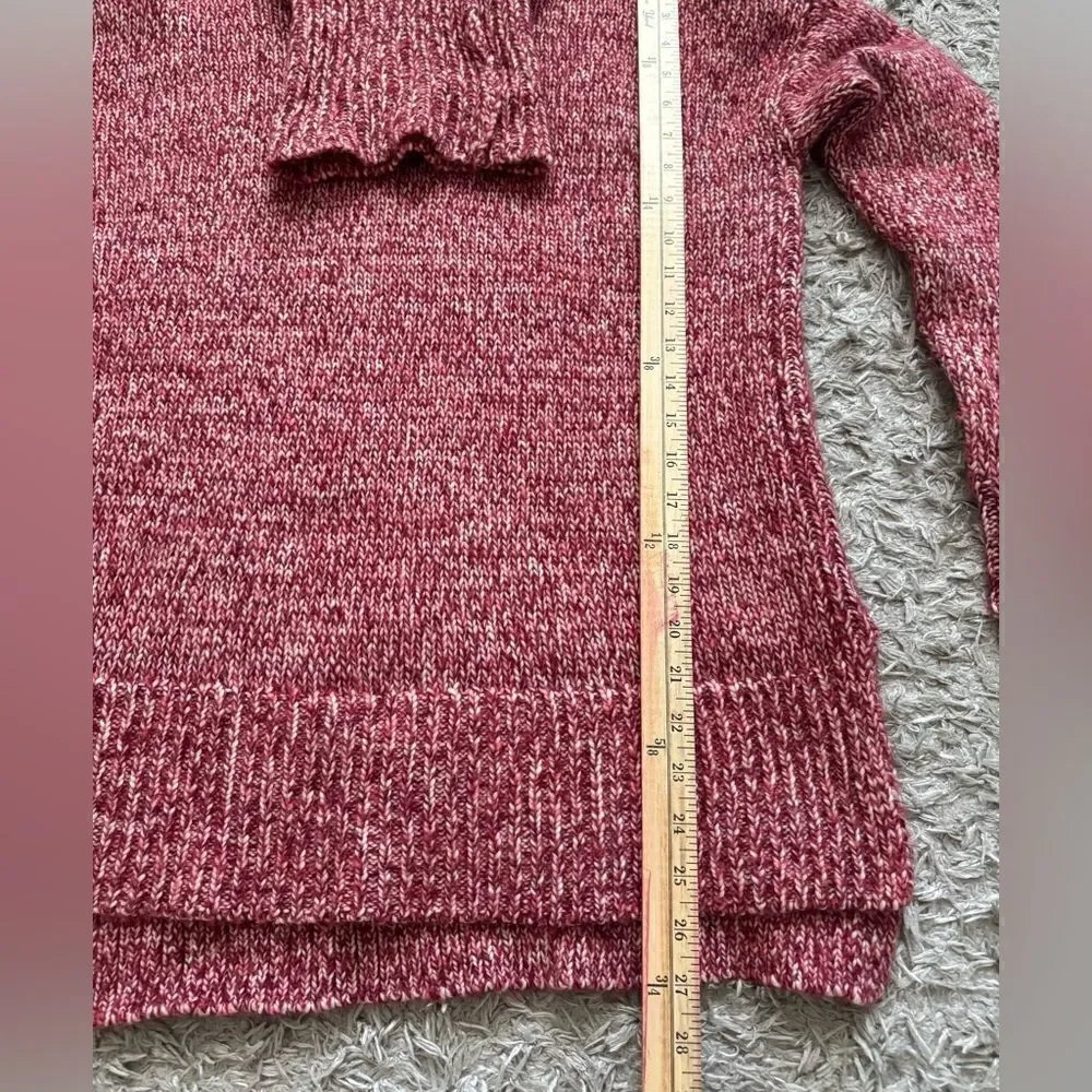 J. Crew Italian Marled Red Wool Blend Turtleneck Oversized Sweater Size S